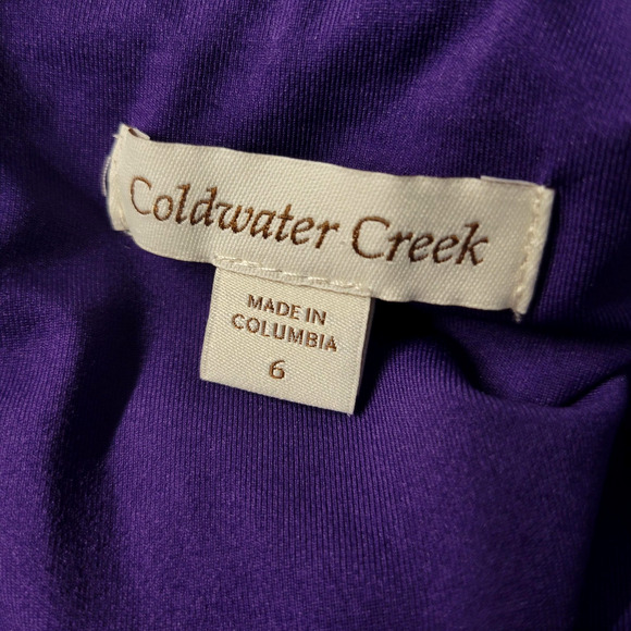 Coldwater Creek Dress Womens 6 Blue Purple Floral Sleeveless V Neck Ruched Wrap - Picture 2 of 15